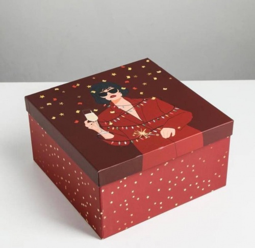 Коробка подарочная «Новогодний», 22 × 22 × 12 см