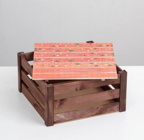 Ящик деревянный «Счастливого нового года», 30 × 30 × 10 см фото 2
