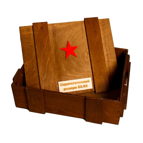 Деревянный ящик коричневый  Боевой запас на 23 февраля 35*27*10 фото 2