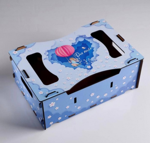 Подарочный ящик кашпо 30×20×12 см Весна "Для тебя", деревянный, с принтом фото 2