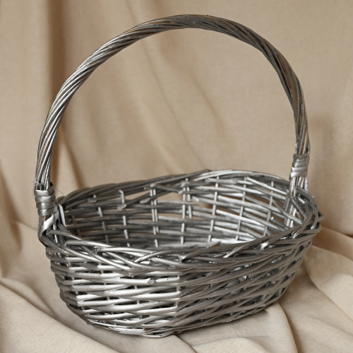 Корзина плетеная 289 L овальная серебро 41*32*14CM/37CM