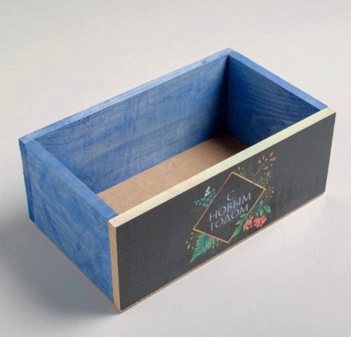 Деревянный ящик без ручки С Новым Годом», 24.5 × 14.5 × 9 см фото 2