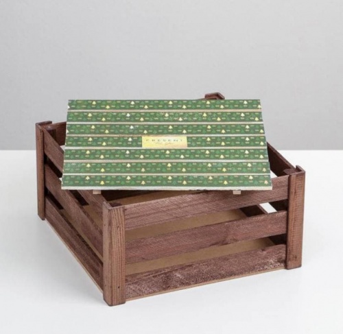 Ящик деревянный «Ёлки», 30 × 30 × 10 см фото 2