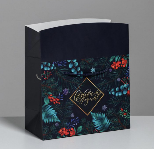 Пакет-коробка «Новогодняя ботаника», 23 × 18 × 11 см фото 2