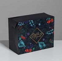 Пакет-коробка «Новогодняя ботаника», 23 × 18 × 11 см