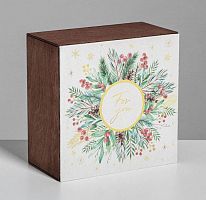 Ящик деревянный «Нежности в новом году», 20 × 20 × 10 см