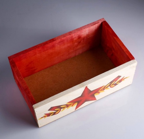 Кашпо деревянное 24.5×14.5×9 см Элегант "Красная звезда", МАССИВ СОСНЫ фото 2