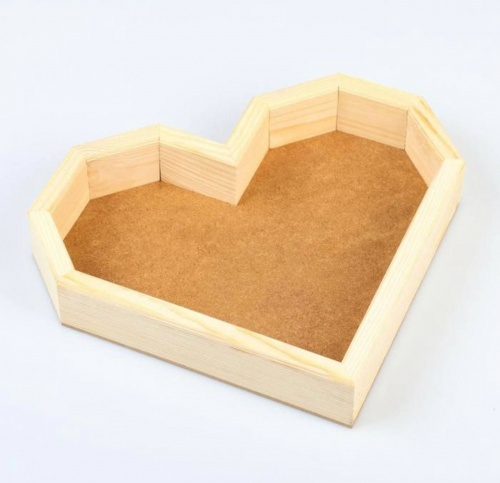 Кашпо деревянное 26.5×24×4.5 см "Сердце", натуральный 